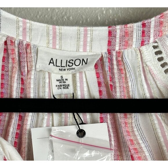 Allison New York Womens Striped Long Bell Sleeve Boho Top Tassels Crochet Artzy - Picture 3 of 16